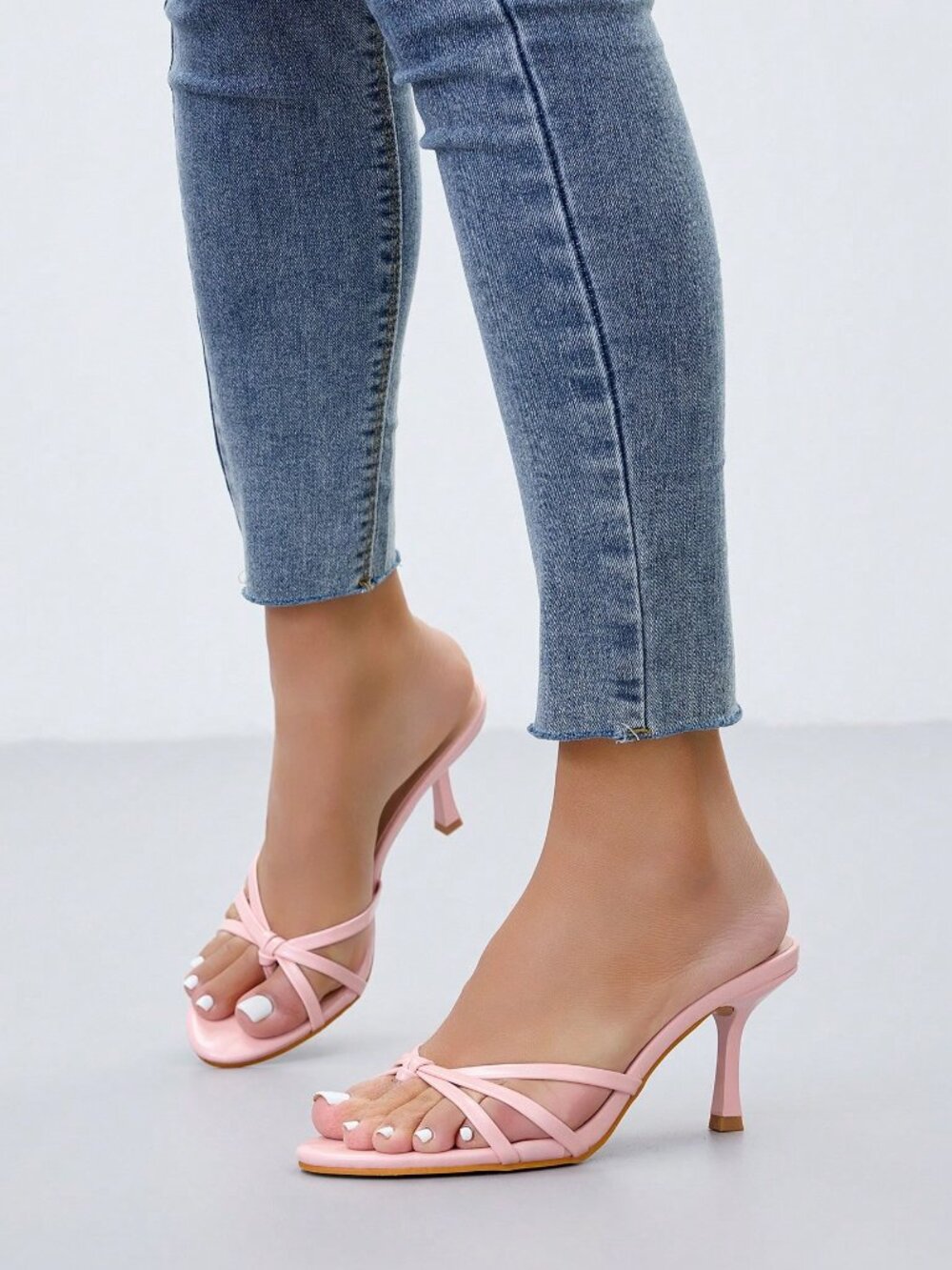 Pink Glamorous Women's High-Heel Ankle Strap Sandals
